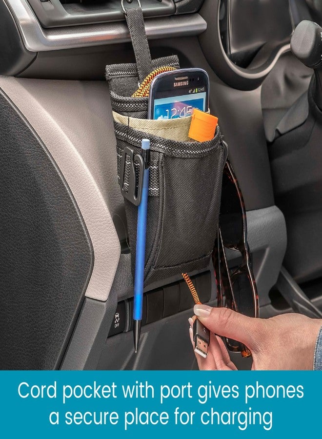 High Road DriverPockets Car Phone Holder Air Vent Pouch and Front Seat Organizer with 3 Pockets, Hanging Hooks and Charging Port - Image 3